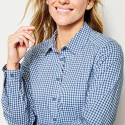 Orvis Shirts|Women'S River Guide Long-Sleeved Shirt Dusty Blue Check