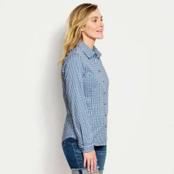 Orvis Shirts|Women'S River Guide Long-Sleeved Shirt Dusty Blue Check