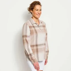 Orvis Shirts|Women'S Snowy River Brushed Knit Long-Sleeved Shirt Feather Plaid