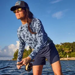 Orvis Shirts|Women'S Sun Defense Hoodie Blue Camo