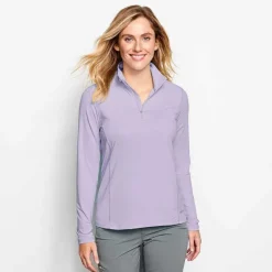 Orvis Shirts|Women'S Sun Defense Quarter-Zip Pullover Purple Fog
