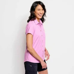 Orvis Shirts|Women'S Tech Chambray Short-Sleeved Work Shirt Pink Lemonade
