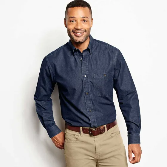 Orvis Shirts|Wrinkle-Free Pure Cotton Denim Shirt Washed Indigo